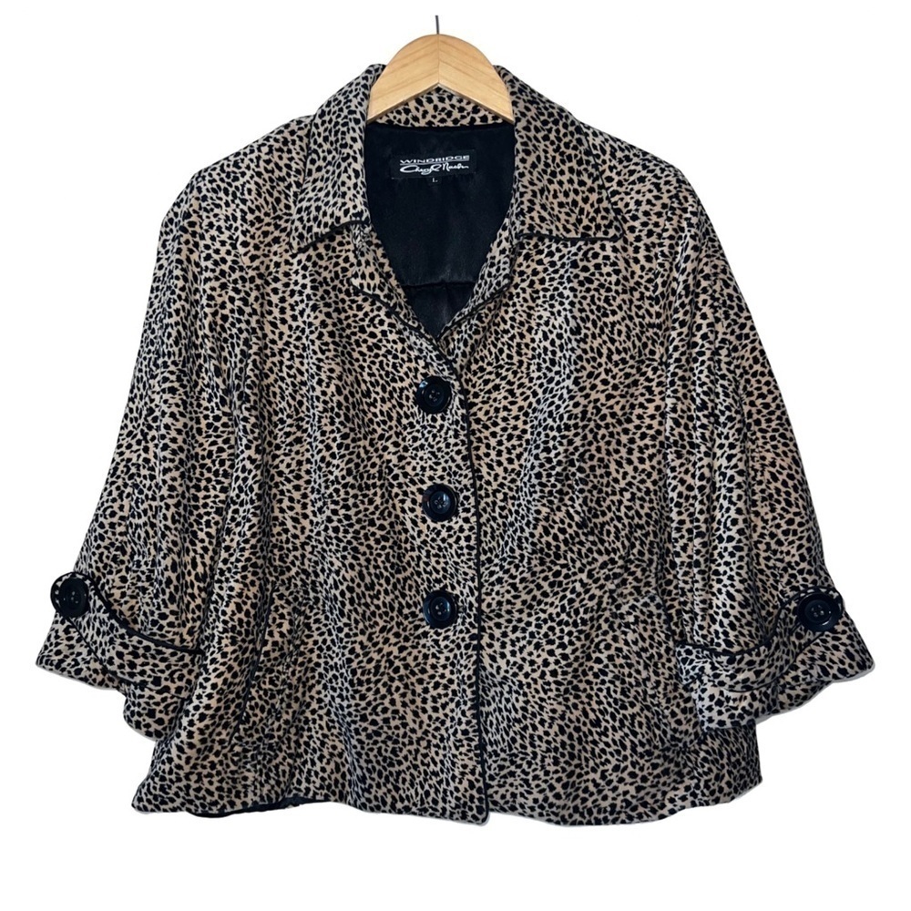 Cheryl Nash Windridge Animal Print Button Front Jacket Size Large